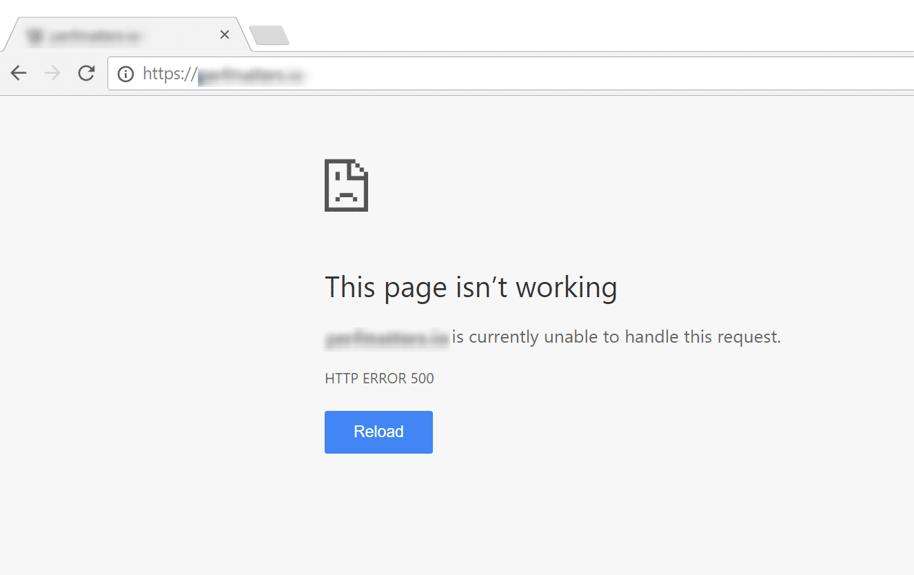 WordPress White Screen of Death shown in Google Chrome browser
